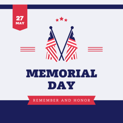 White Blue and Red Minimalist Memorial Day Instagram Post